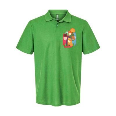 Vintage Abstract Boho Cat Pattern Softstyle Adult Sport Polo