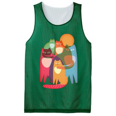 Vintage Abstract Boho Cat Pattern Mesh Reversible Basketball Jersey Tank
