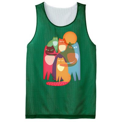 Vintage Abstract Boho Cat Pattern Mesh Reversible Basketball Jersey Tank