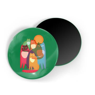 Vintage Abstract Boho Cat Pattern Magnet