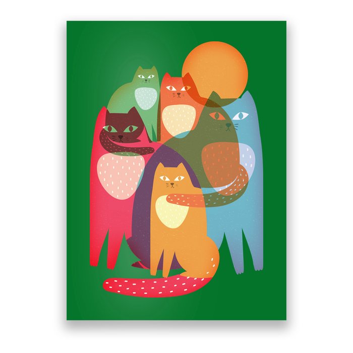 Vintage Abstract Boho Cat Pattern Poster