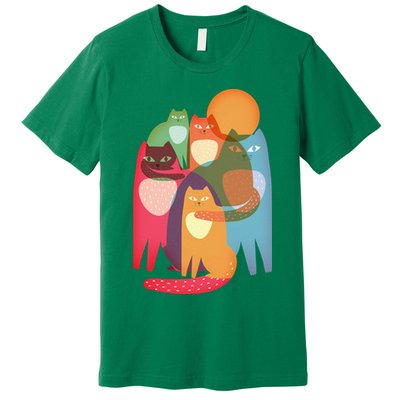 Vintage Abstract Boho Cat Pattern Premium T-Shirt