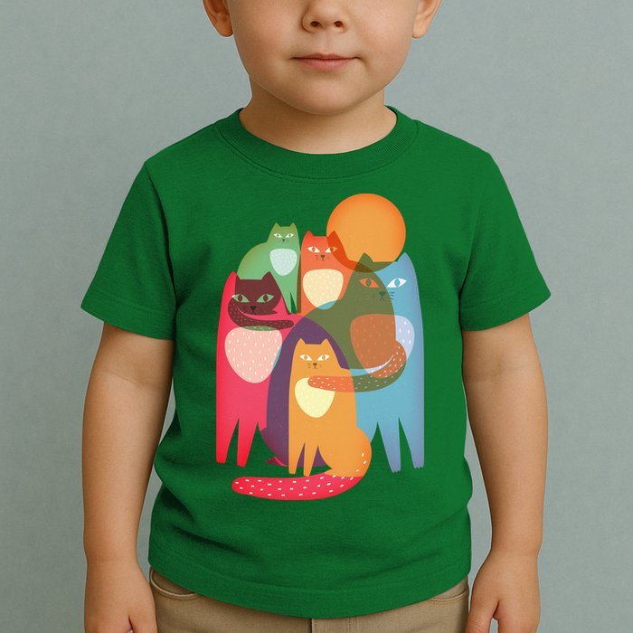 Vintage Abstract Boho Cat Pattern Toddler T-Shirt