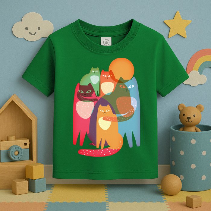 Vintage Abstract Boho Cat Pattern Toddler T-Shirt