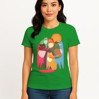 Vintage Abstract Boho Cat Pattern Womens T-Shirt