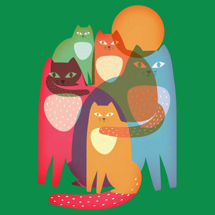 Vintage Abstract Boho Cat Pattern Women's V-Neck T-Shirt