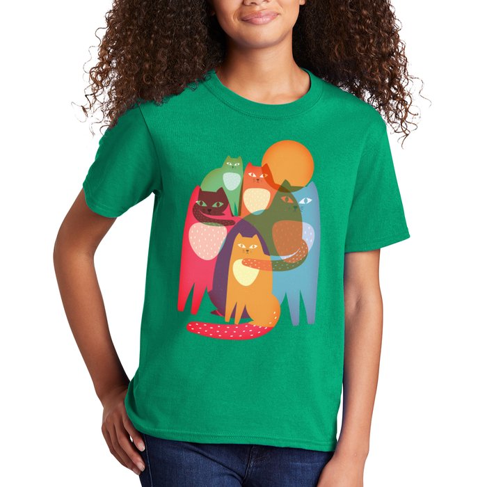Vintage Abstract Boho Cat Pattern Kids T-Shirt