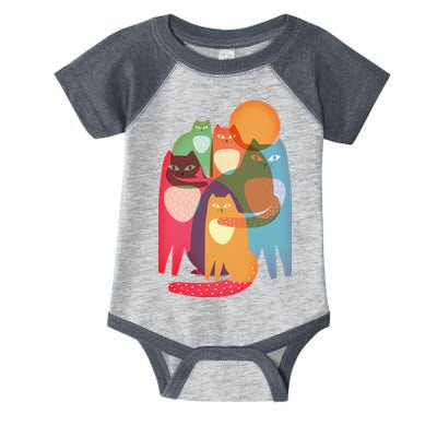 Vintage Abstract Boho Cat Pattern Infant Baby Jersey Bodysuit