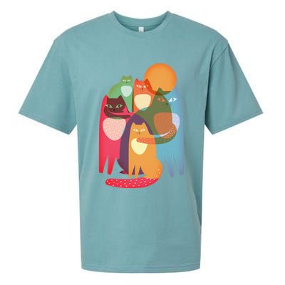 Vintage Abstract Boho Cat Pattern Sueded Cloud Jersey T-Shirt