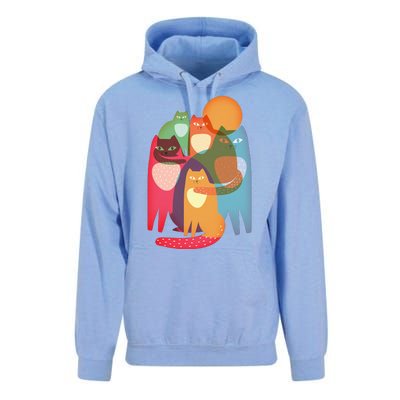 Vintage Abstract Boho Cat Pattern Unisex Surf Hoodie