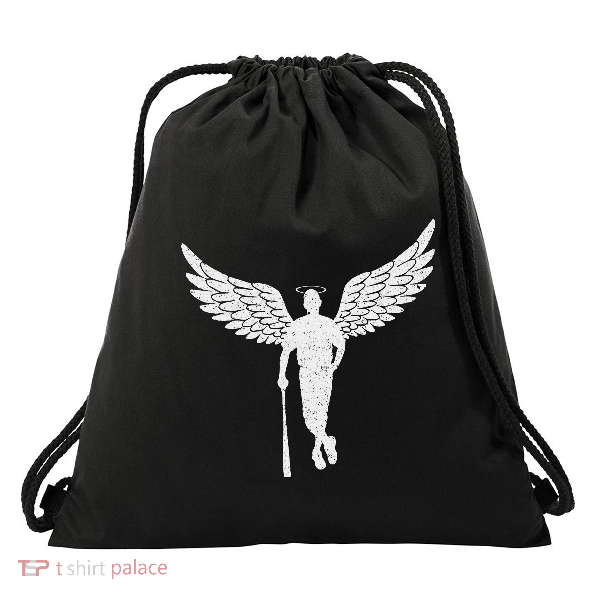 Vintage Angel Baseball Player With Halo And Wings Drawstring Bag