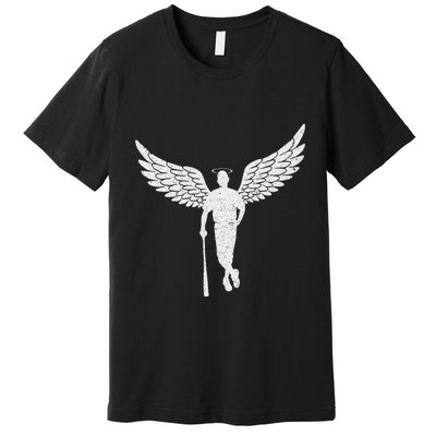 Vintage Angel Baseball Player With Halo And Wings Premium T-Shirt