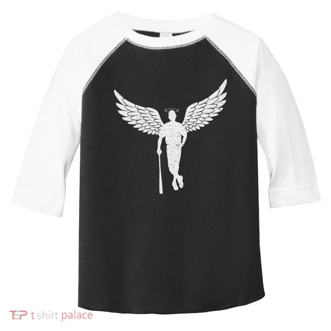 Vintage Angel Baseball Player With Halo And Wings Toddler Fine Jersey T-Shirt