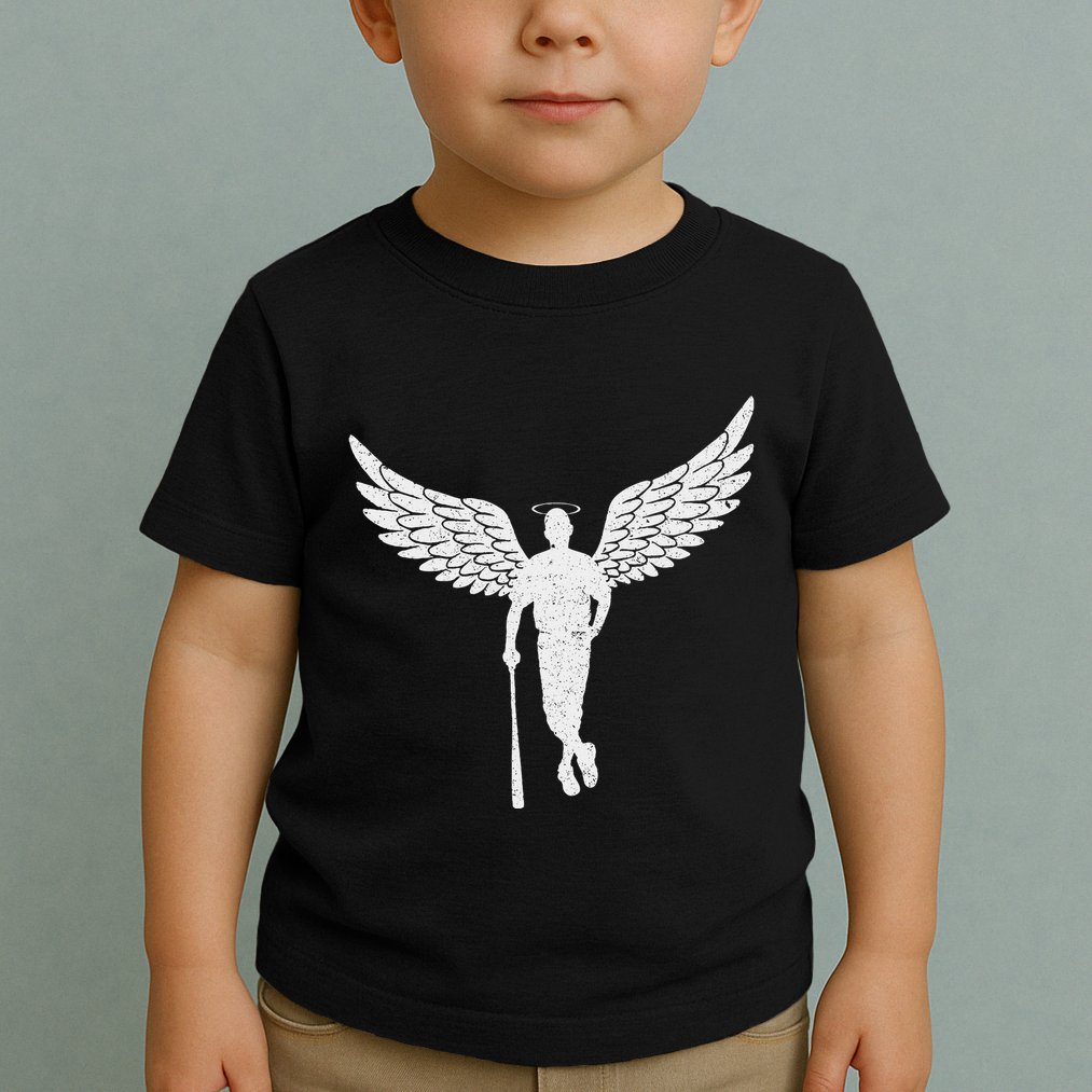 Vintage Angel Baseball Player With Halo And Wings Toddler T-Shirt