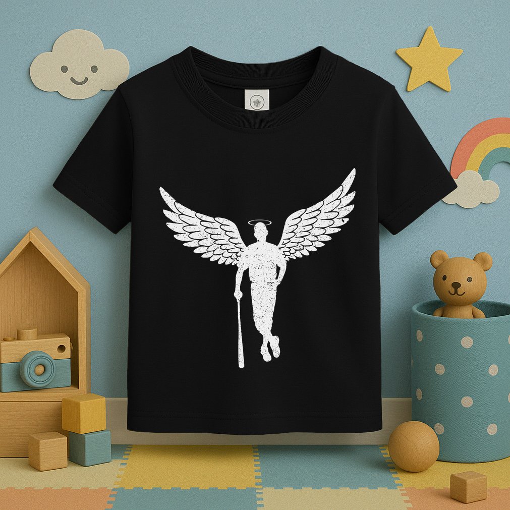 Vintage Angel Baseball Player With Halo And Wings Toddler T-Shirt