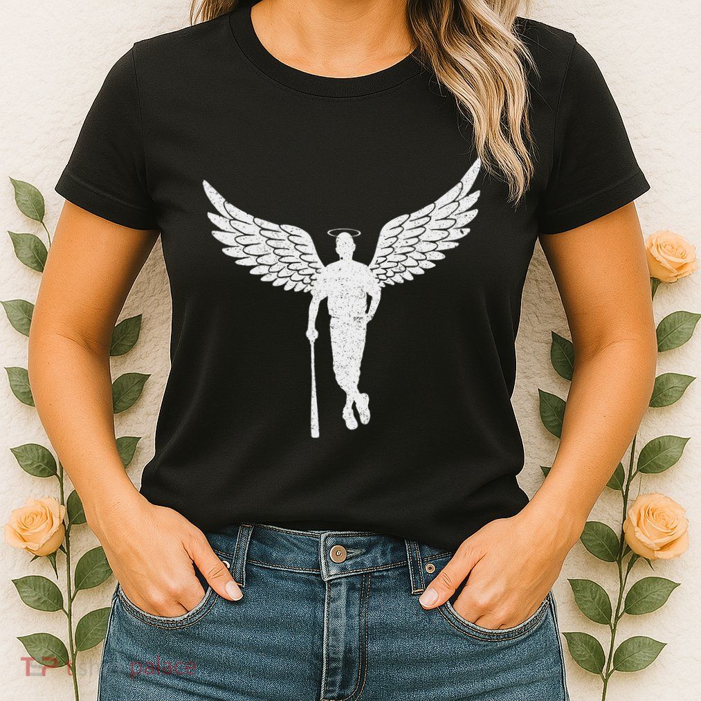 Vintage Angel Baseball Player With Halo And Wings Womens T-Shirt