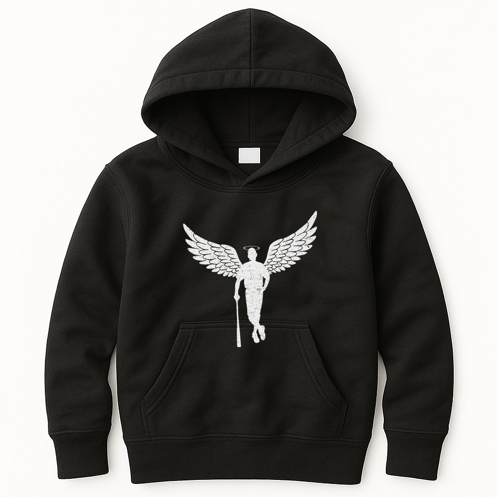 Vintage Angel Baseball Player With Halo And Wings Kids Hoodie