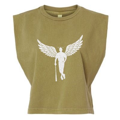 Vintage Angel Baseball Player With Halo And Wings Garment-Dyed Women's Muscle Tee