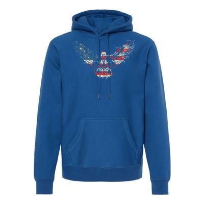 Vintage American Bald Eagle Flag American Flag Gift Premium Hoodie