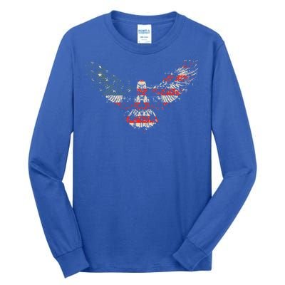 Vintage American Bald Eagle Flag American Flag Gift Tall Long Sleeve T-Shirt