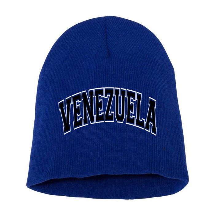 Venezuela Arched Black Text Funny Gift Short Acrylic Beanie