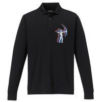 Vintage Archery Bow Hunting Performance Long Sleeve Polo