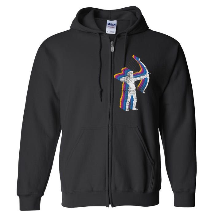 Vintage Archery Bow Hunting Full Zip Hoodie