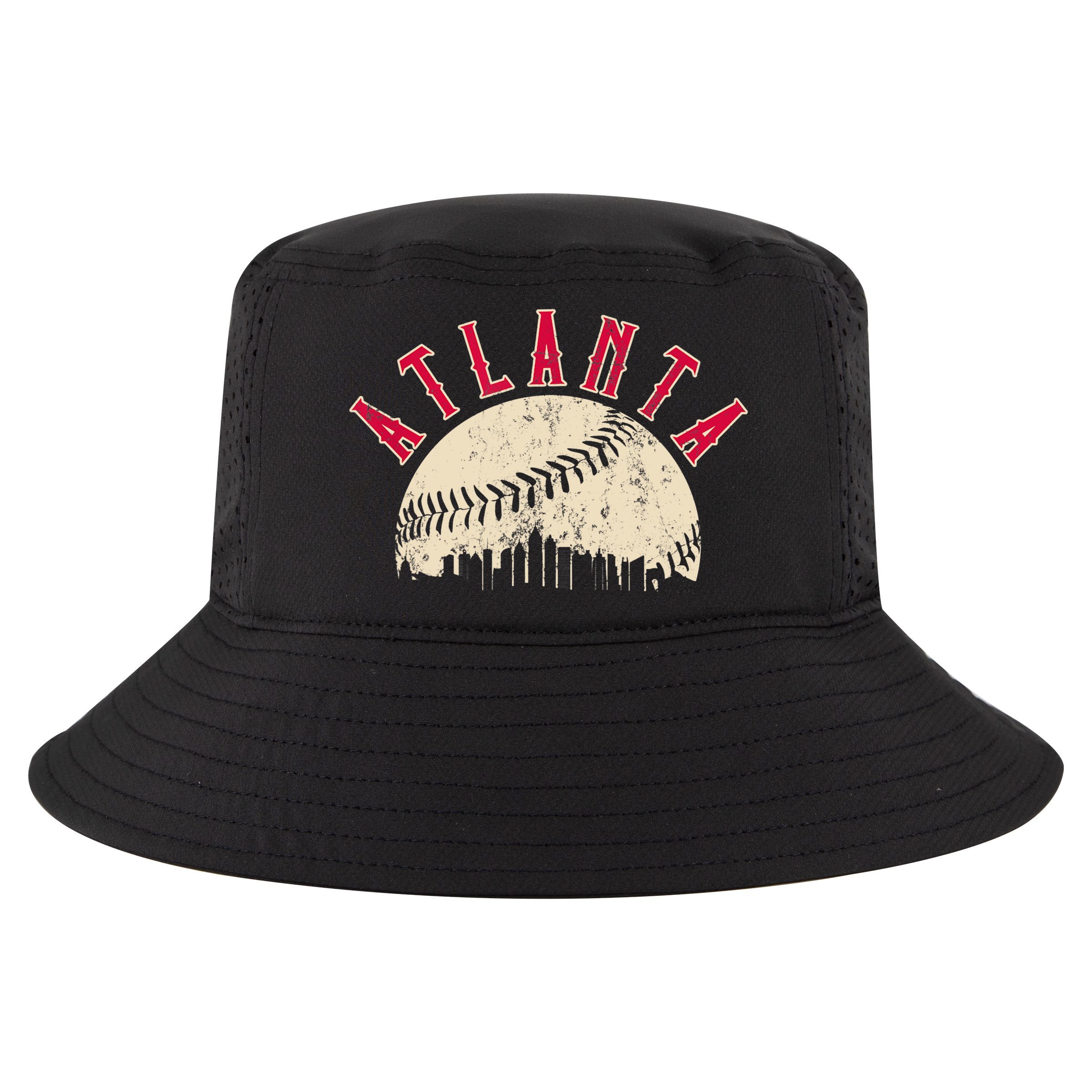 Vintage Atlanta Baseball Skyline Cool Comfort Performance Bucket Hat