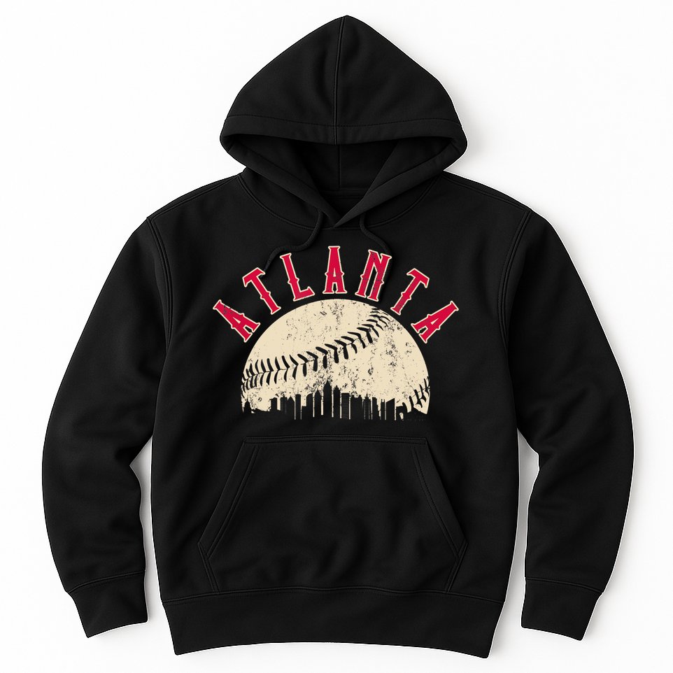 Vintage Atlanta Baseball Skyline Hoodie