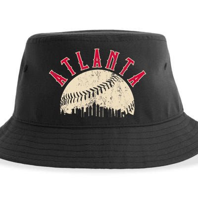 Vintage Atlanta Baseball Skyline Sustainable Bucket Hat