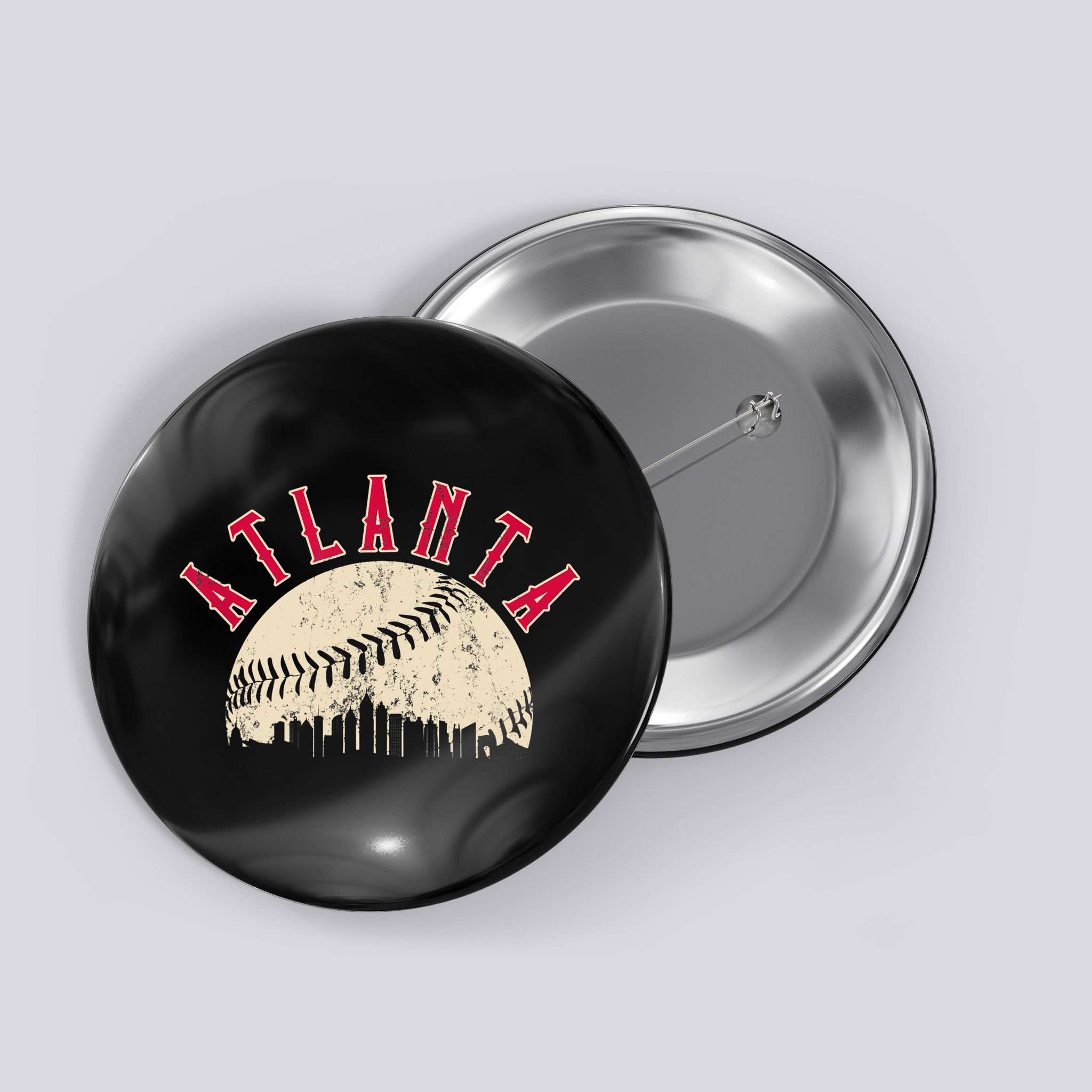 Vintage Atlanta Baseball Skyline Button