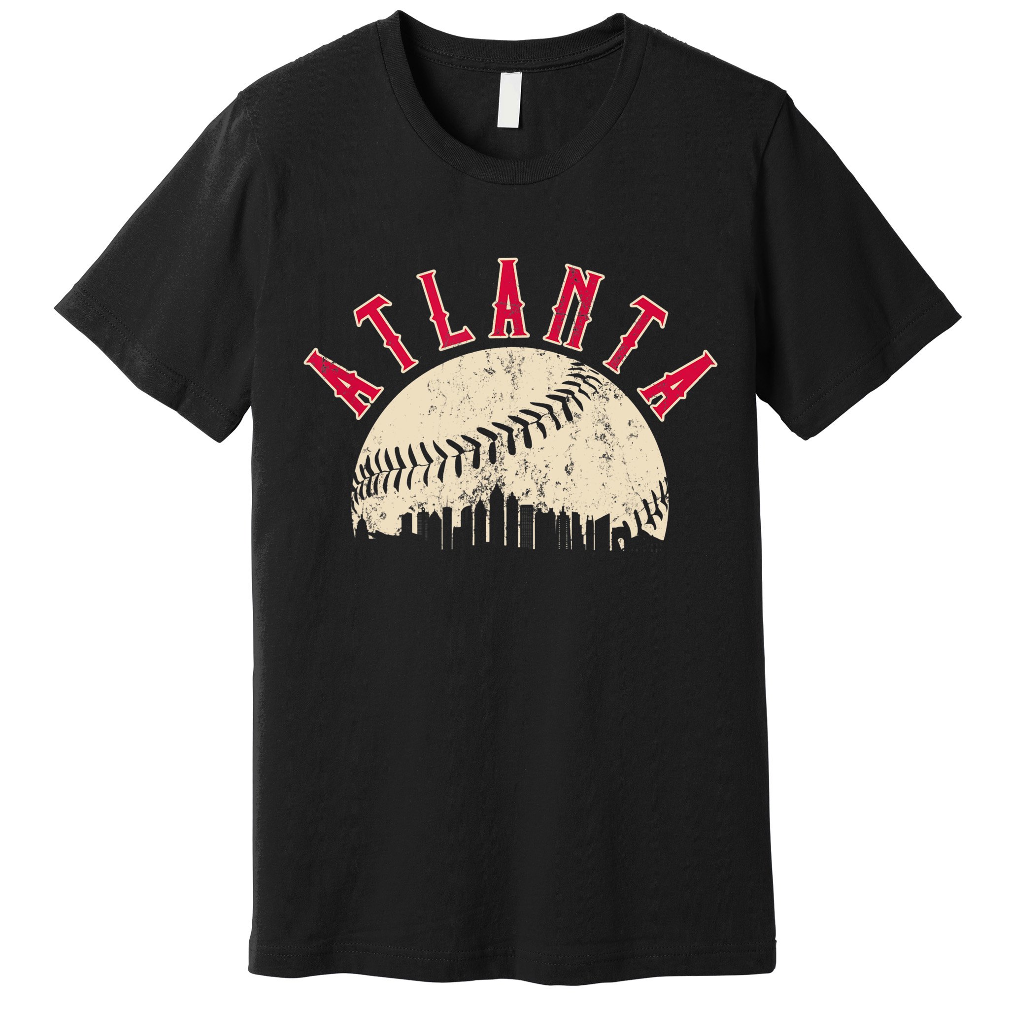 Vintage Atlanta Baseball Skyline Premium T-Shirt