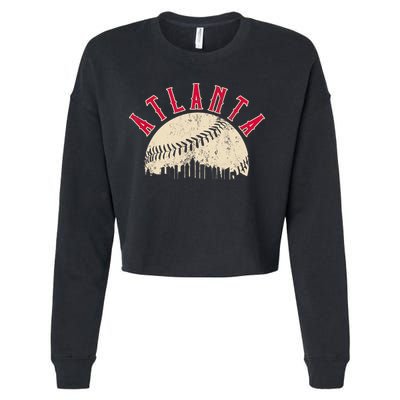 Vintage Atlanta Baseball Skyline Cropped Pullover Crew