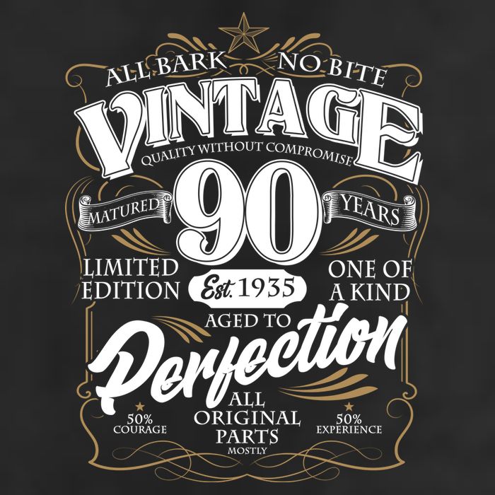 Vintage All Bark No Bite 90th Birthday Est 1935 Beanie