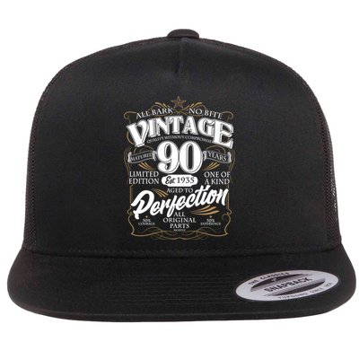 Vintage All Bark No Bite 90th Birthday Est 1935 Flatbill Hat
