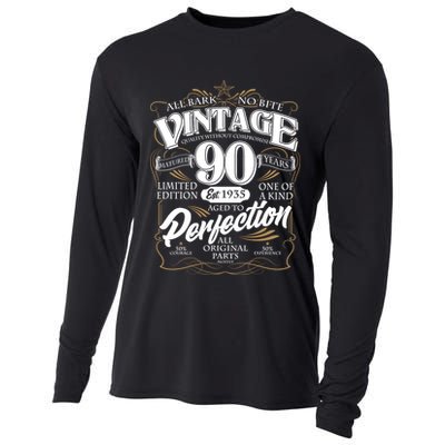 Vintage All Bark No Bite 90th Birthday Est 1935 Cooling Performance Long Sleeve Crew