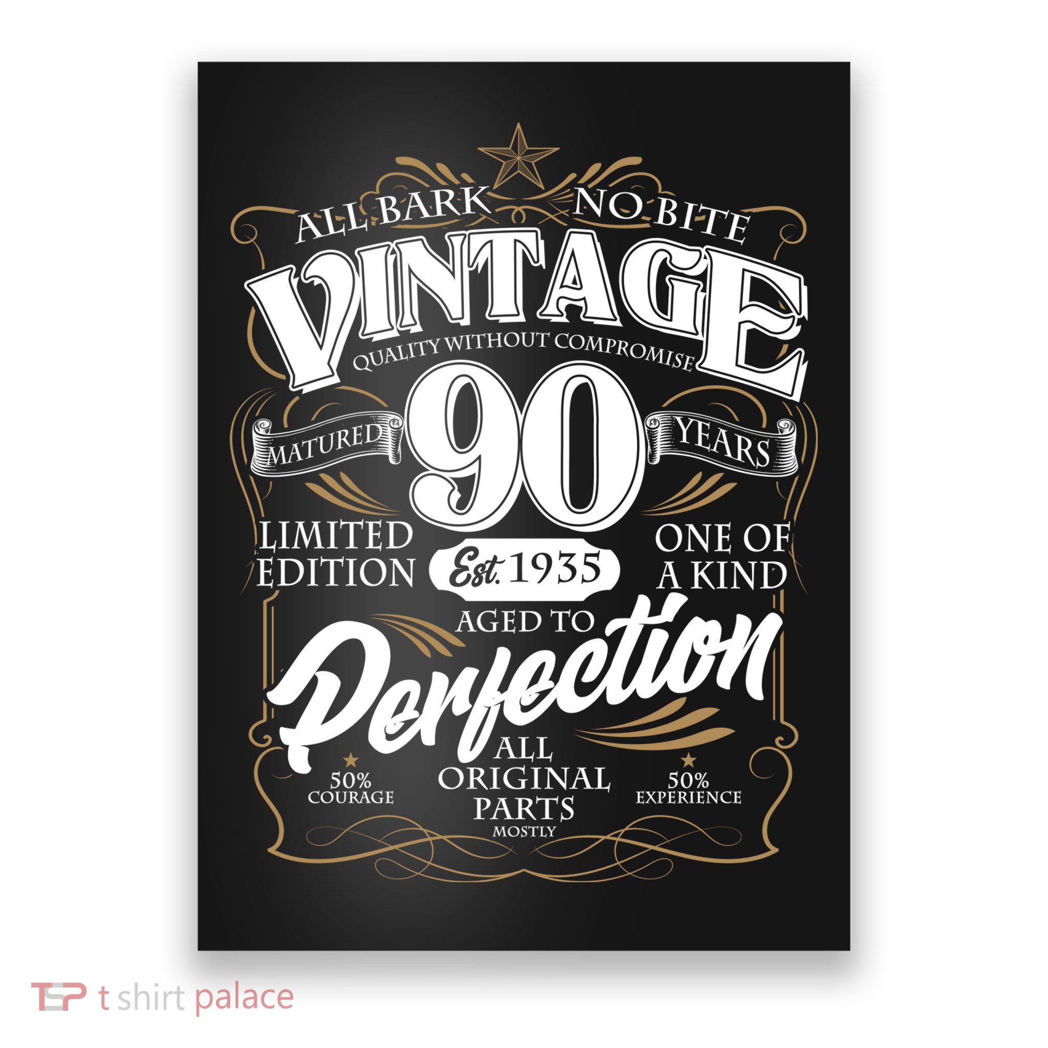 Vintage All Bark No Bite 90th Birthday Est 1935 Poster