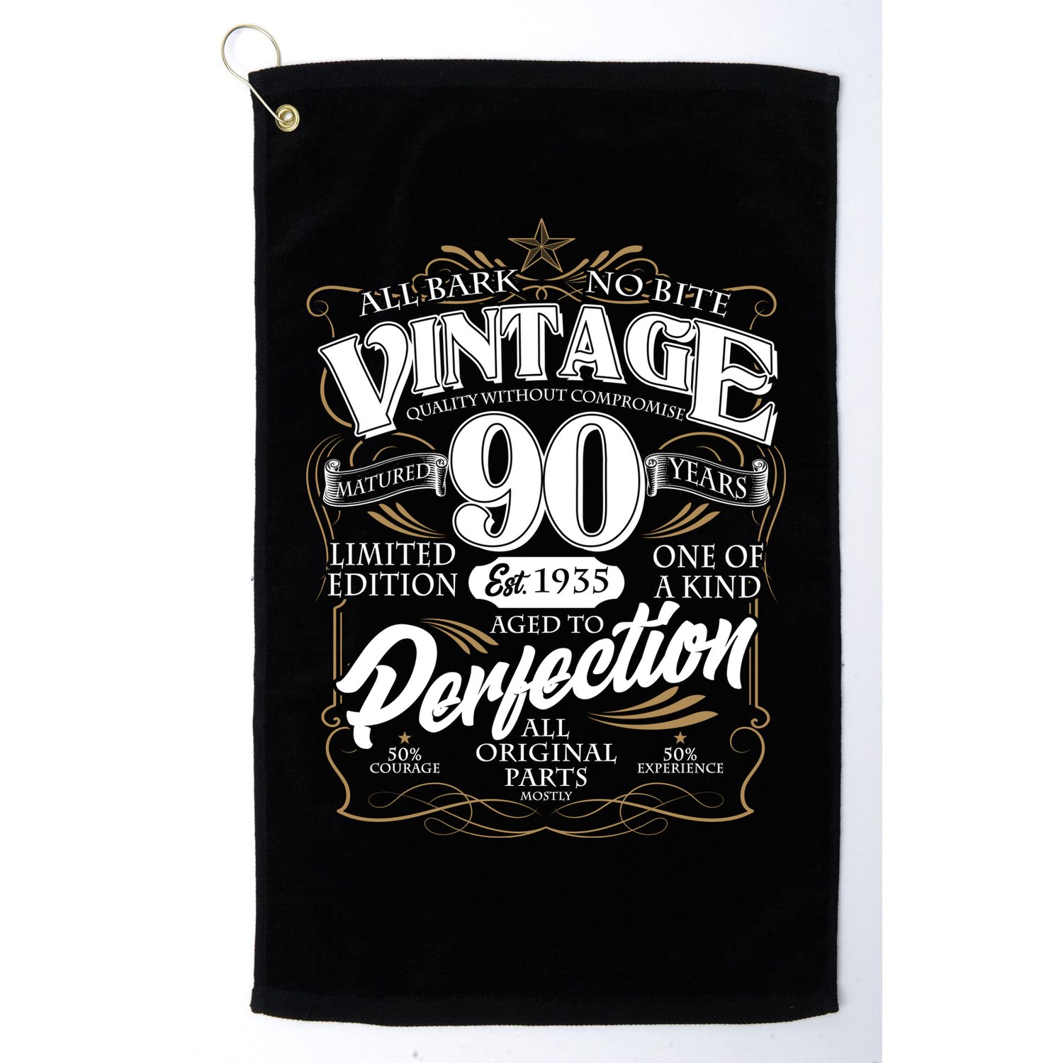 Vintage All Bark No Bite 90th Birthday Est 1935 Golf Towel