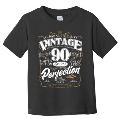 Vintage All Bark No Bite 90th Birthday Est 1935 Toddler T-Shirt