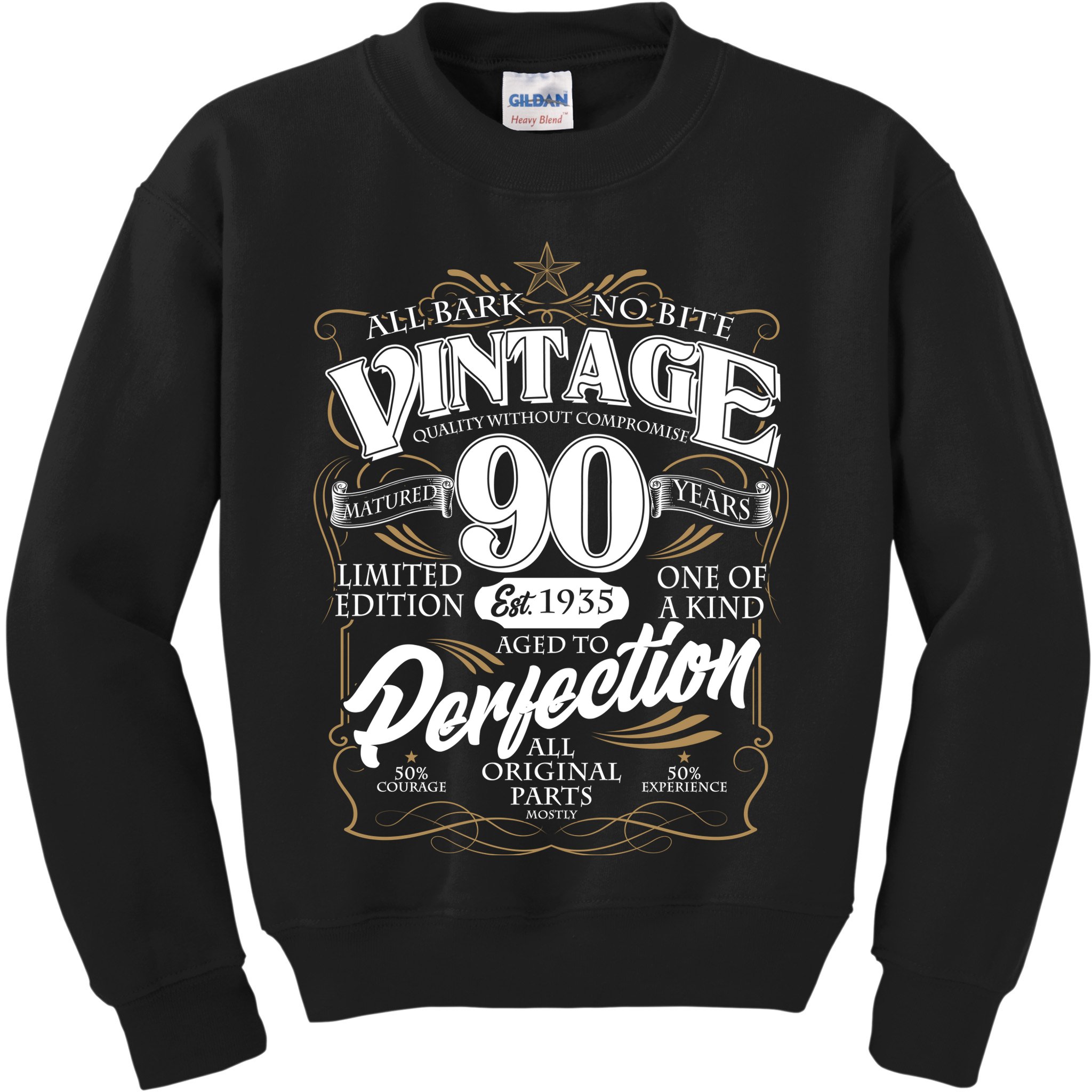 Vintage All Bark No Bite 90th Birthday Est 1935 Kids Sweatshirt