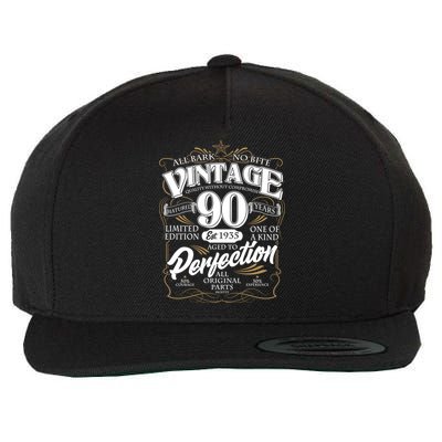 Vintage All Bark No Bite 90th Birthday Est 1935 Wool Snapback Cap