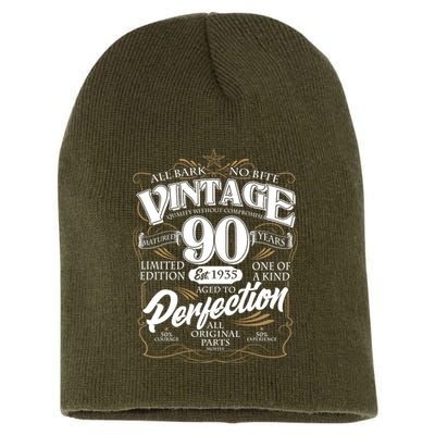 Vintage All Bark No Bite 90th Birthday Est 1935 Short Acrylic Beanie