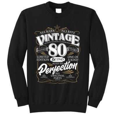 Vintage All Bark No Bite 80th Birthday Est 1945 Sweatshirt