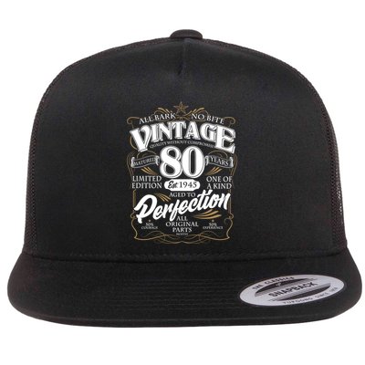 Vintage All Bark No Bite 80th Birthday Est 1945 Flatbill Hat