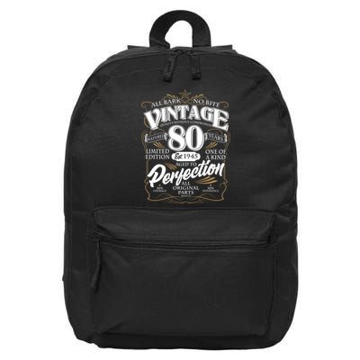 Vintage All Bark No Bite 80th Birthday Est 1945 16 in Basic Backpack