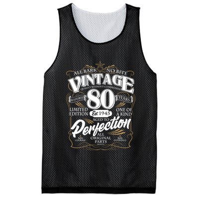 Vintage All Bark No Bite 80th Birthday Est 1945 Mesh Reversible Basketball Jersey Tank