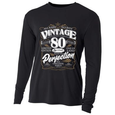 Vintage All Bark No Bite 80th Birthday Est 1945 Cooling Performance Long Sleeve Crew