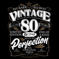 Vintage All Bark No Bite 80th Birthday Est 1945 Kids T-Shirt