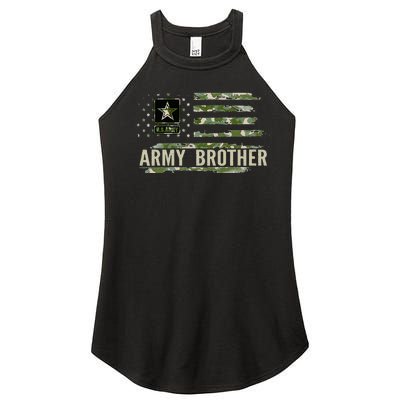 Vintage Army Brother With Camo American Flag Veteran Gift Women’s Perfect Tri Rocker Tank