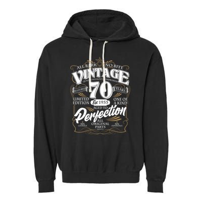 Vintage All Bark No Bite 70th Birthday Est 1955 Garment-Dyed Fleece Hoodie